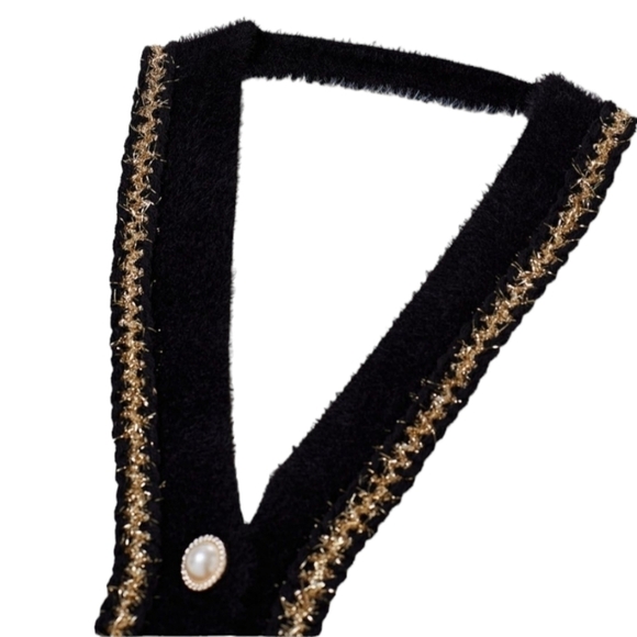 CONTRAST SHIMMER FRINGE FUZZY KNIT CARDIGAN IN WHITE - Picture 9 of 11